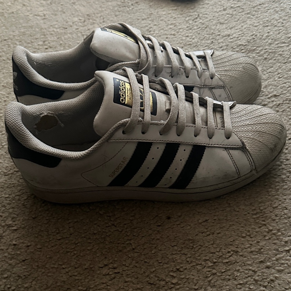Adidas Superstar White and Black Shoes 9